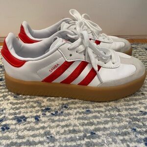 Adidas Samba White and Red Shoes